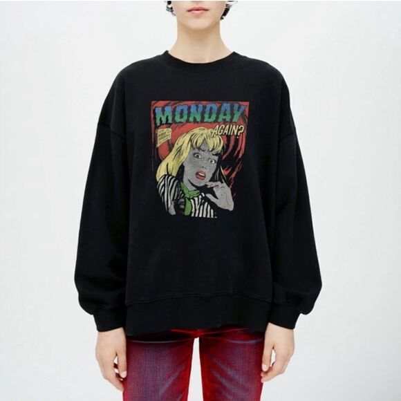 NWT RE/DONE Oversized Crew Neck Monday Again Sweatshirt tee Top - Picture 3 of 4